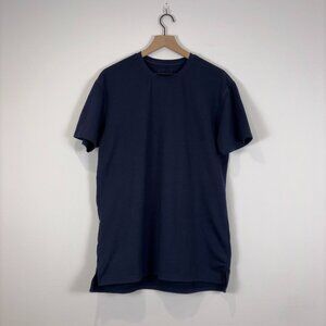 BYLT Premium Basics Men’s T-Shirt Large L Navy Basic Crew Split Hem Tee